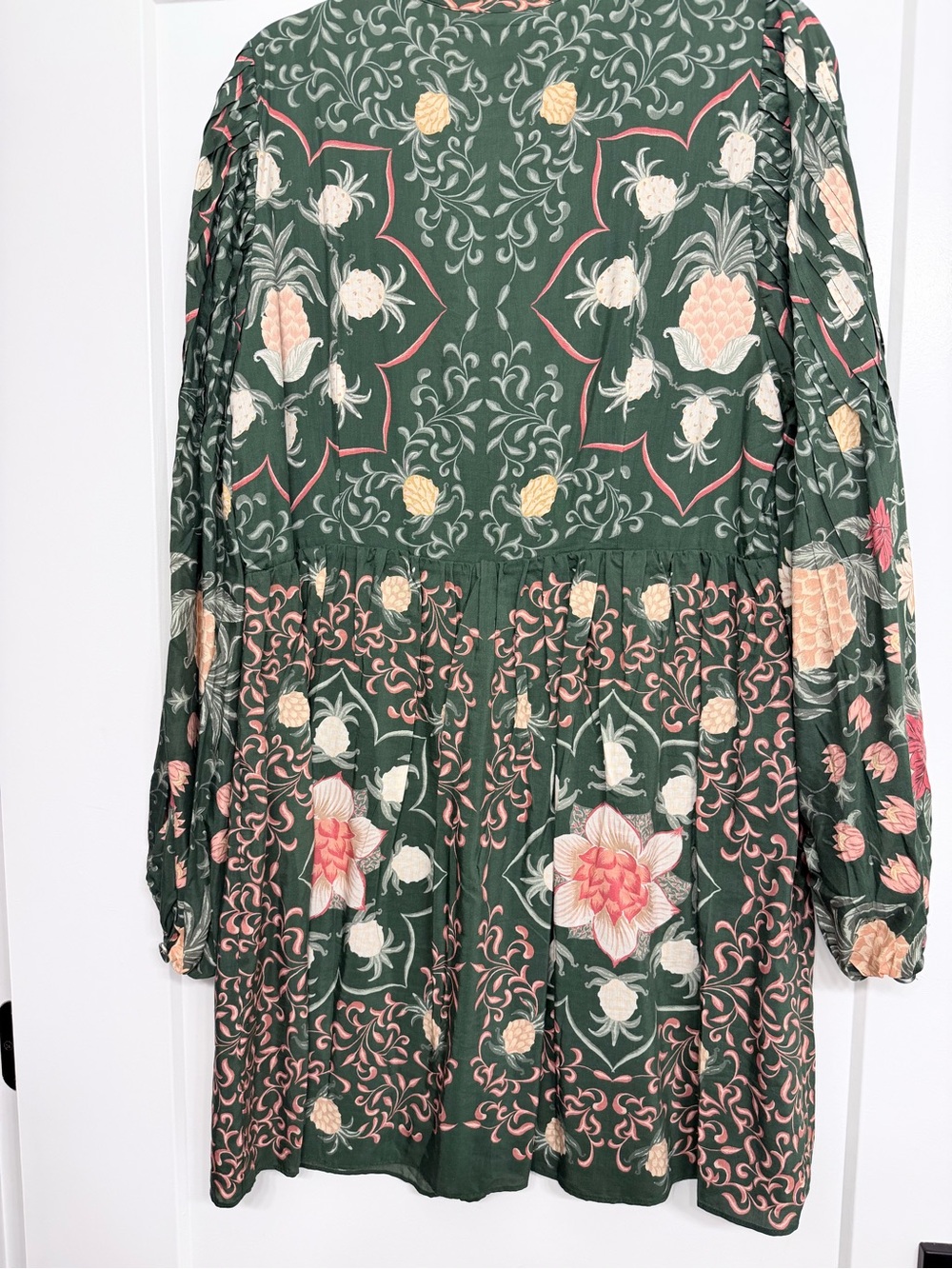 Farm Rio Green Pineapple Garden Long Sleeve Mini Dress - Picture 5 of 6